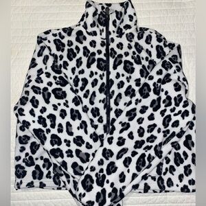 Fabletics Leopard Print Fleece Zip Up Jacket XXS